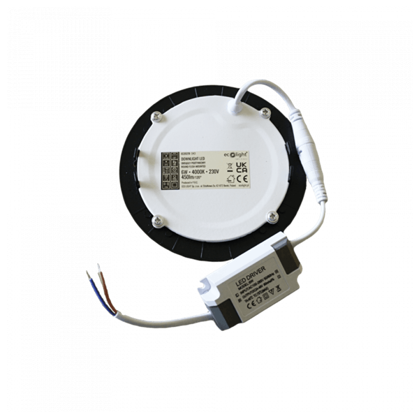 LED PANEL CRNI UGRADBENI 6W OKRUGLI 4000K