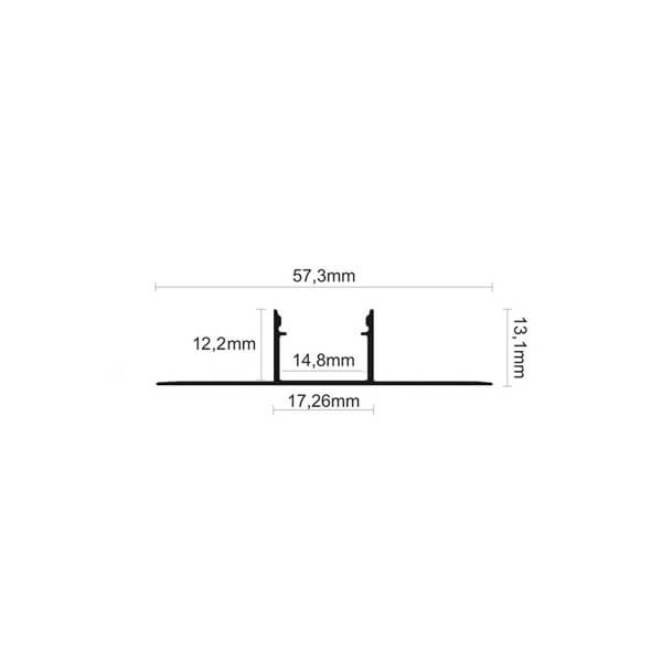 Aluminijski profil 12 UGRADBENI 13.1mm x 17.2mm – 2m.
